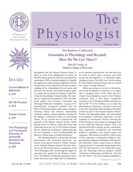 The Physiologist Also Receive Call for Abstracts 211 News from Senior Abstracts of the Conferences of the Physiologists 247 American Physiological Society