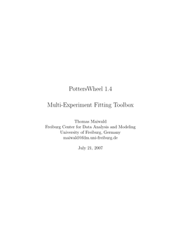 Potterswheel 1.4 Multi-Experiment Fitting Toolbox