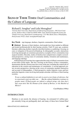 Deaf Communities and the Culture of Language