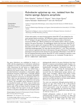 Rubrobacter Aplysinae Sp. Nov., Isolated from the Marine Sponge Aplysina Aerophoba