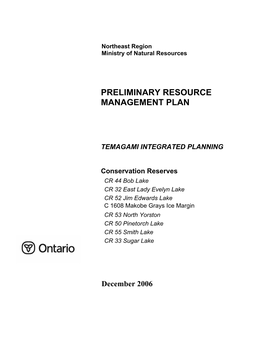 Preliminary Resource Management Draft Plan