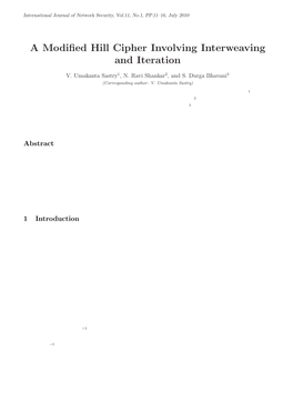 A Modified Hill Cipher Involving Interweaving and Iteration