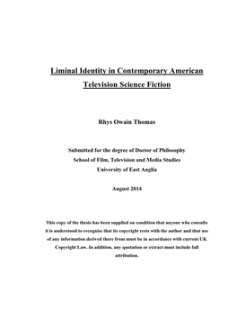 Liminal Identity in Contemporary American Television Science Fiction