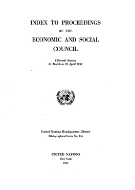 Index to Proceedings of the Economic and Social Council, 1953 (15Th Session)