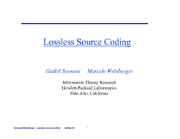 Lossless Source Coding