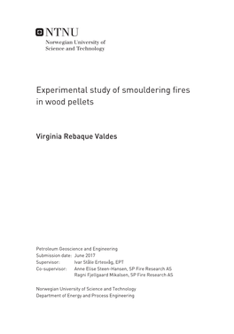 Experimental Study of Smouldering Fires in Wood Pellets