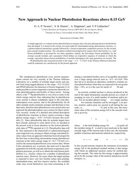 New Approach to Nuclear Photofission Reactions Above 0.15