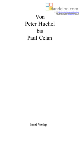 Von Peter Huchel Bis Paul Celan