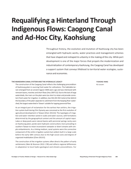 Requalifying a Hinterland Through Indigenous Flows: Caogong Canal and Ad-Hoc City, Kaohsiung