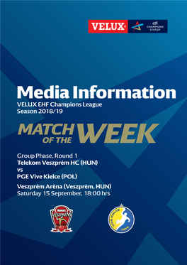 Media Information VELUX EHF Champions League Season 2018/19