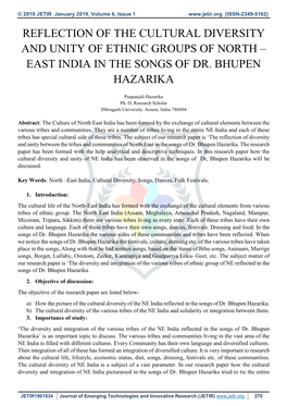 East India in the Songs of Dr. Bhupen Hazarika