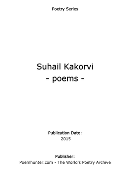 Suhail Kakorvi - Poems