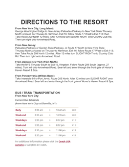 Directions to the Resort