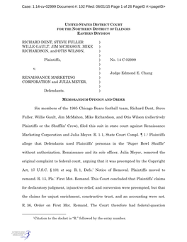 1:14-Cv-02999 Document #: 102 Filed: 06/01/15 Page 1 of 26 Pageid