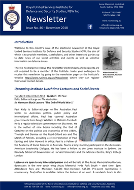 Newsletter Office@Rusinsw.Org.Au Issue No