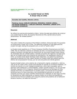 La Ciudad Lineal En Chile a Linear City in Chile