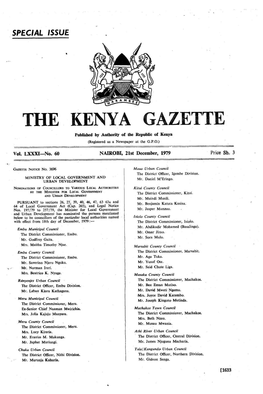 THE KENYA GAZETTE&gt;