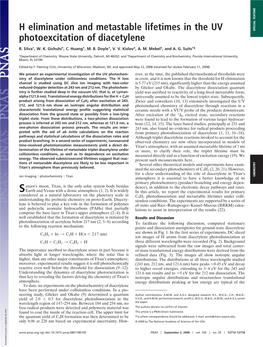 H Elimination and Metastable Lifetimes in the UV Photoexcitation Of