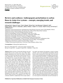 Anthropogenic Perturbations to Carbon Fluxes in Asian River Systems
