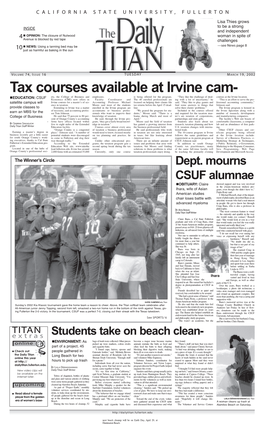 Tax Courses Available at Irvine Cam- N Ety, the College of Business and Employees