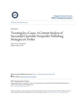 A Content Analysis of Successful Charitable Nonprofits' Publishing Strategies on Twitter Shaela Annice Hougaard Brigham Young University