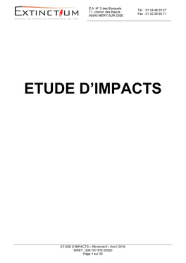 Etude D'impacts