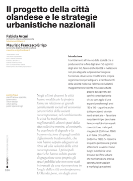 Il Progetto Della Città Olandese E Le Strategie Urbanistiche Nazionali