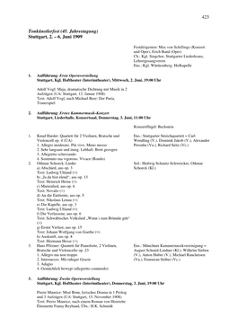 423 Tonkünstlerfest (45. Jahrestagung) Stuttgart, 2. – 6. Juni 1909