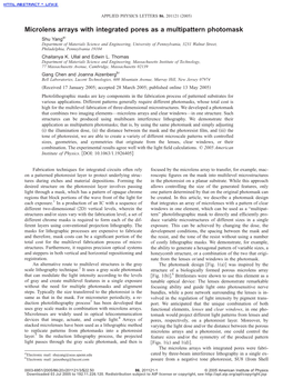 Microlens Arrays with Integrated Pores As a Multipattern Photomask