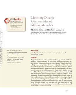 Modeling Diverse Communities of Marine Microbes