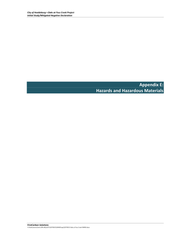 Appendix E: Hazards and Hazardous Materials