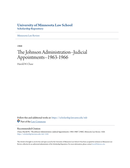The Johnson Administration--Judicial Appointments