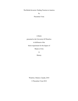 The British Invasion: Finding Traction in America by Piacentino Vona A