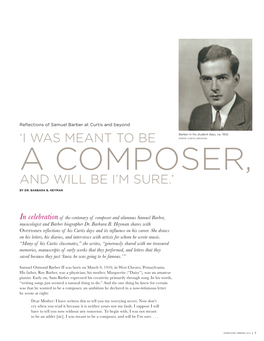Reflections of Samuel Barber at Curtis and Beyond