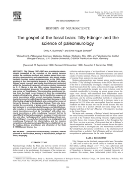 Tilly Edinger and the Science of Paleoneurology