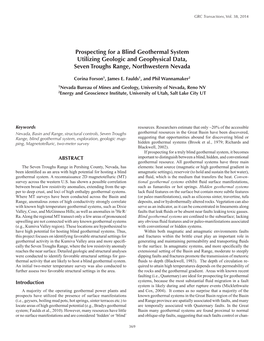 Prospecting for a Blind Geothermal System Utilizing Geologic and Geophysical Data, Seven Troughs Range, Northwestern Nevada