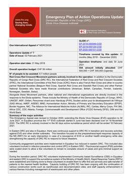 Emergency Plan of Action Operations Update: Democratic Republic of the Congo (DRC) Ebola Virus Disease Outbreak