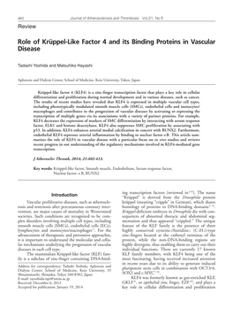 Role of Krüppel-Like Factor 4 and Its Binding Proteins in Vascular Disease