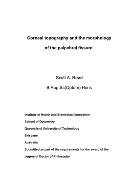 Corneal Topography and the Morphology of the Palpebral Fissure