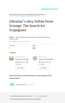 Gibraltar's 1804 Yellow Fever Scourge: the Search for Scapegoats