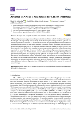 Aptamer-Irnas As Therapeutics for Cancer Treatment