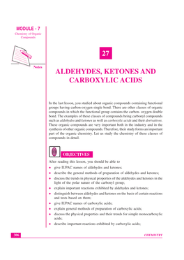 27 Aldehydes, Ketones and Carboxylic Acids