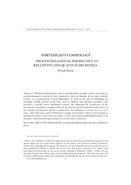 Whitehead's Cosmology –