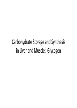 Glycogen Glycogen –12 Topics Carbohydrate Metabolism Investing for the Future Outline of Topics