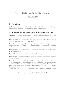 The Erdös-Sierpinski Duality Theorem