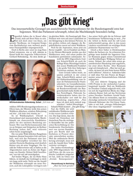 „Das Gibt Krieg“ Das Innerparteiliche Gerangel Um Aussichtsreiche Startpositionen Für Die Bundestagswahl 2002 Hat Begonnen