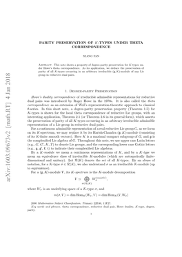 PARITY PRESERVATION of K-TYPES UNDER THETA CORRESPONDENCE 2 Is the Multiplicity of Σ in V