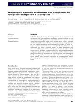 Morphological Differentiation Correlates with Ecological but Not with Genetic Divergence in a Gehyra Gecko