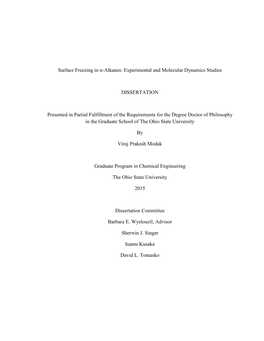 Surface Freezing in N-Alkanes: Experimental and Molecular Dynamics Studies