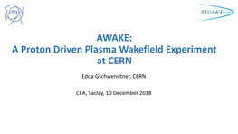 AWAKE: a Proton Driven Plasma Wakefield Experiment at CERN